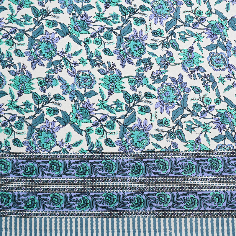 Bahaara Jaipuri Cotton Bedsheet (Blue) - 144 TC media 5