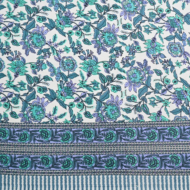 Bahaara Jaipuri Cotton Bedsheet (Blue) - 144 TC media 5