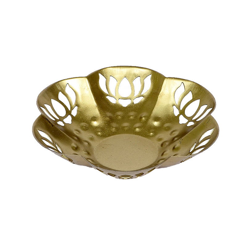 Gold Thaal Tea Light Holder - Set Of Three media 5
