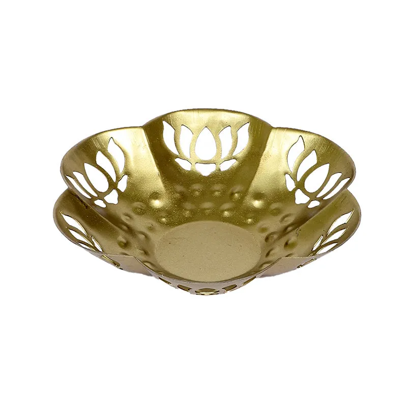 Gold Thaal Tea Light Holder - Set Of Three media 5