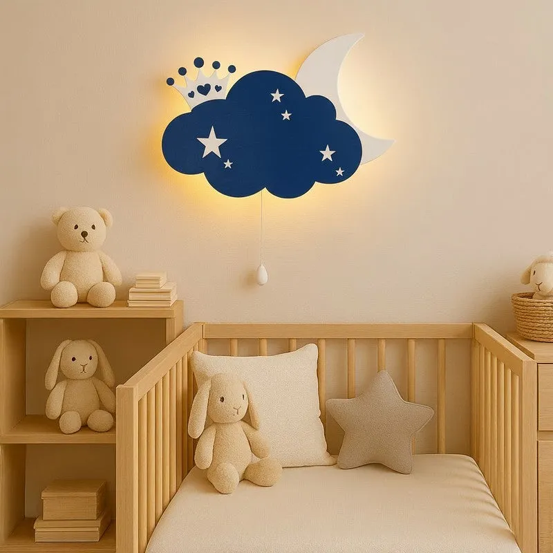 Sleepy Night Sky Cloud Battery Operated MDF Wall Lamp - Blue media 1