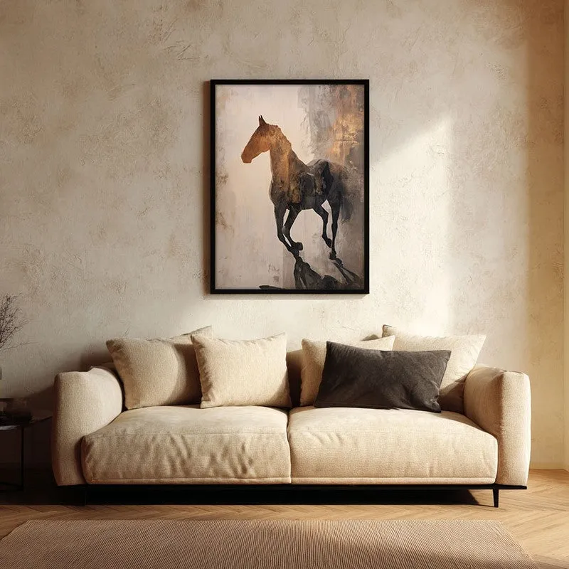 Awakened Horse Wall Painting With Black Frame media 1