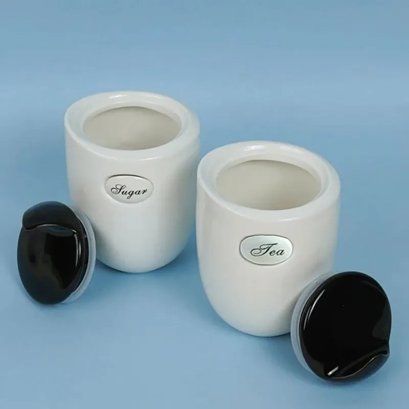 Lamia Black Storage ceramic Containers (1000 mL Each) - Set Of Two media 6