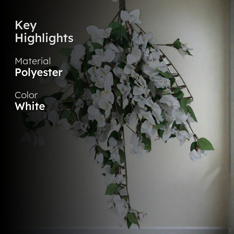 Faux Bougainville Vine Bunch - White media 2
