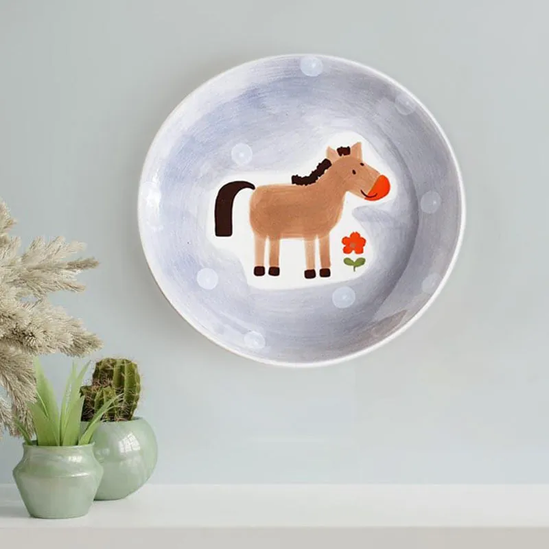 Quirky Farm Handpainted Wall Plate - Horse media 1