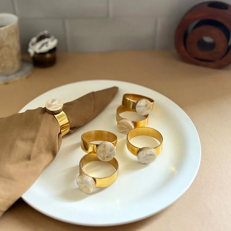 Asher Round Handcrafted Mother Of Pearl Napkin Rings - Set Of Six media 1