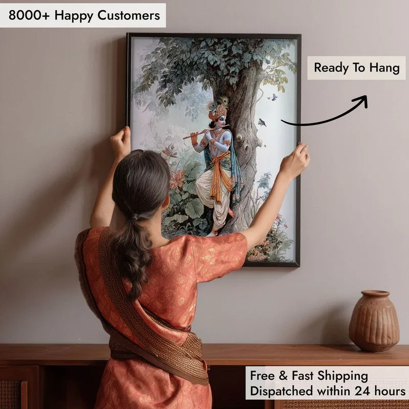 Sri Krishna Fluit Playing Blissful Archival Paper Wall Art media 5