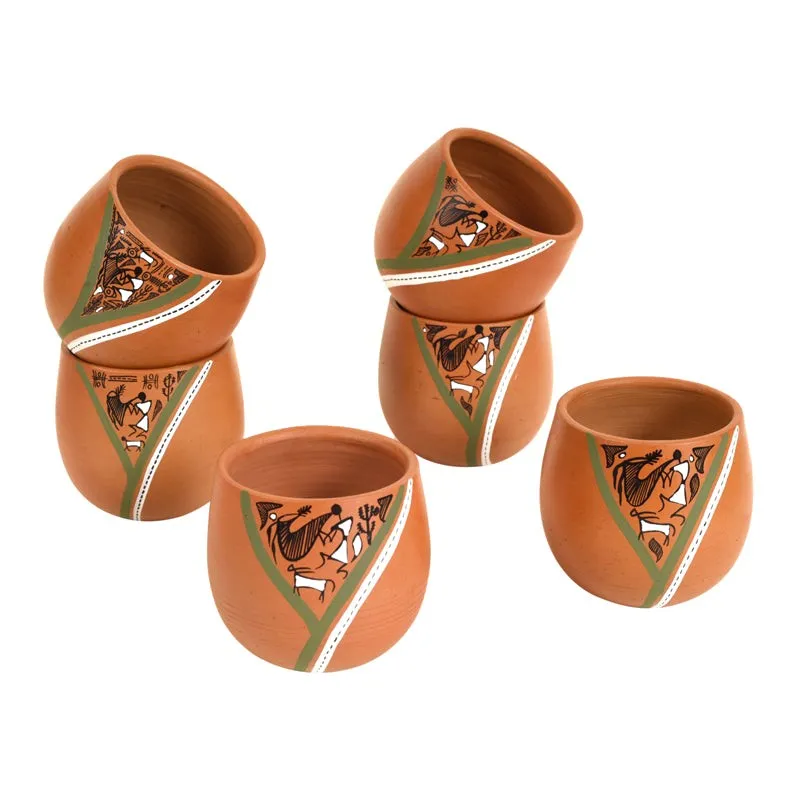Warli Beauty Earthen Khullad (150 ML) - Set Of Six media 3