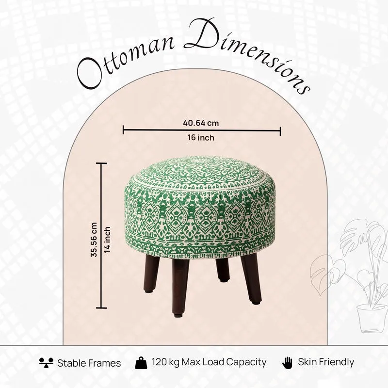 Chenova Cotton Ottoman - Green & White media 6