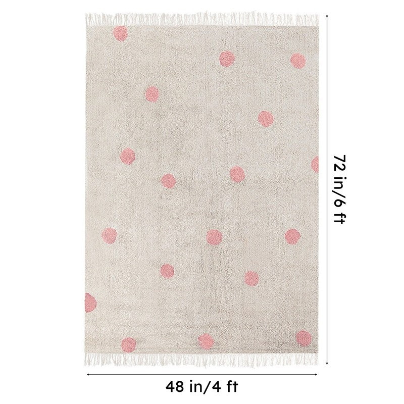 Polka Dream Tufted Cotton Area Rug - Pink media 7