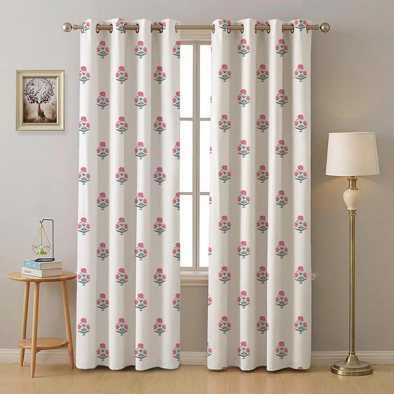 Urban Space Marigold Cotton Curtain (Pink) - Set Of Two media 2