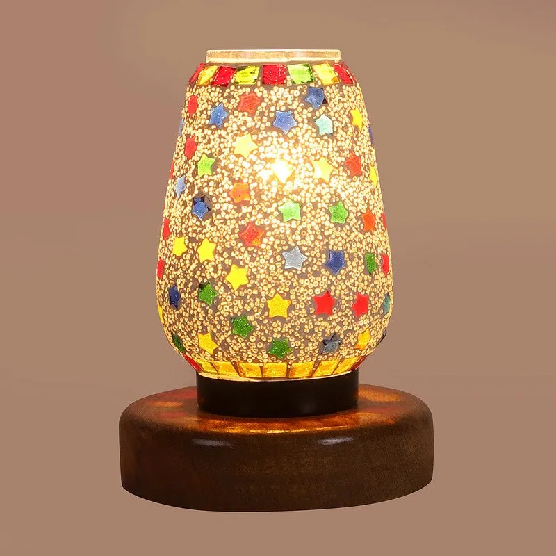Blazeon Glass Table Lamp With Wooden Base - Multicolor media 6