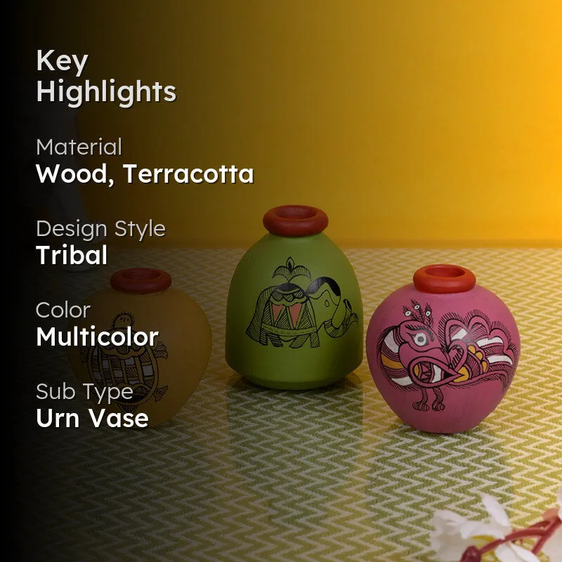 Triva Handcrafted Wall Shelf & Madhubani Vase - Four Piece Set media 2