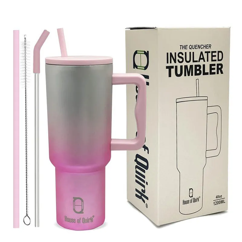 Opal Wave Stainless Steel Tumbler (1200 ML) - Pink & Grey media 4