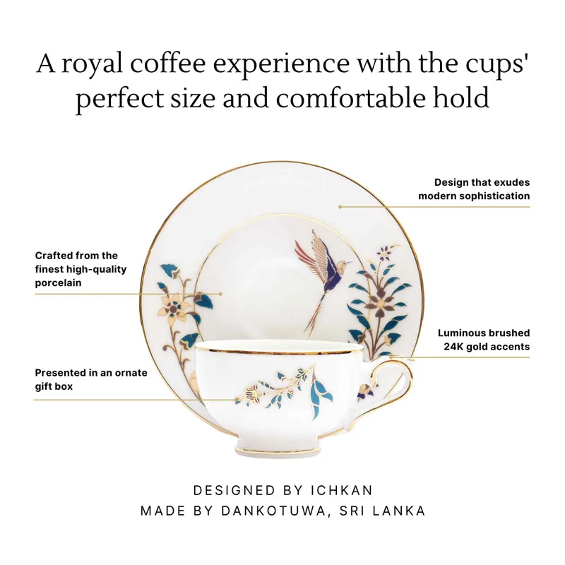 Gilded Shahi 24k Gold Brushed Porcelain Tea Cup & Saucer (280 mL) - Set of Six media 6