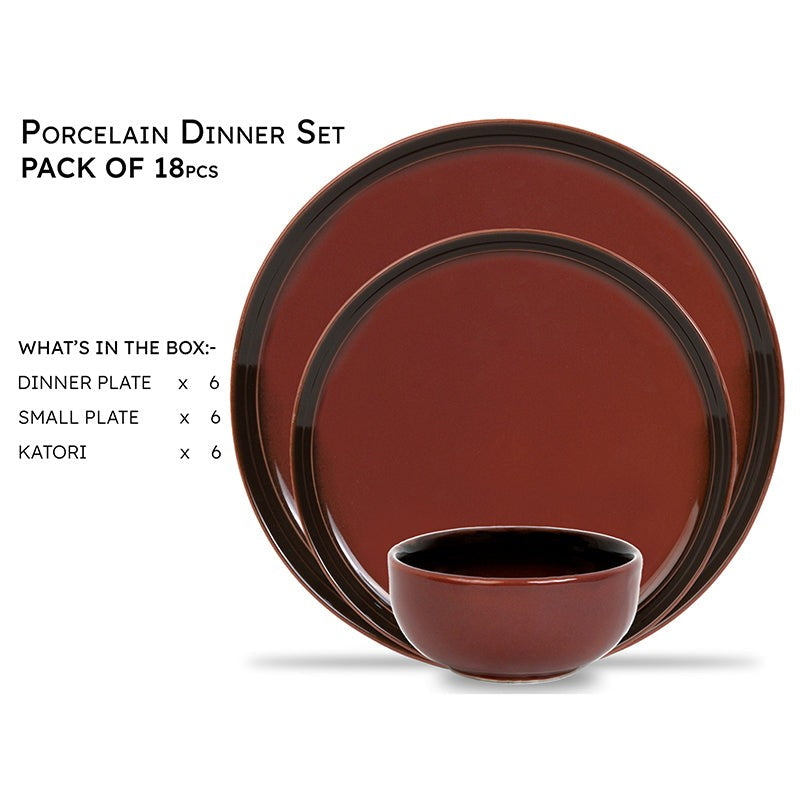 Caspian Porcelain Dinner Set (Brown) - 18 Piece Set media 3