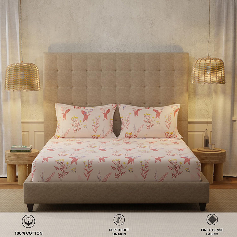 Urban Space Whisper Peach Cotton Bedsheet - 200 TC media 3