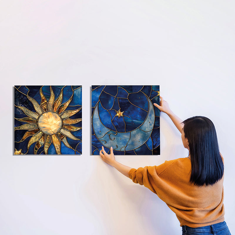 Celestial Mosaic Cotton Canvas Wall Art - Set Of Two media 6