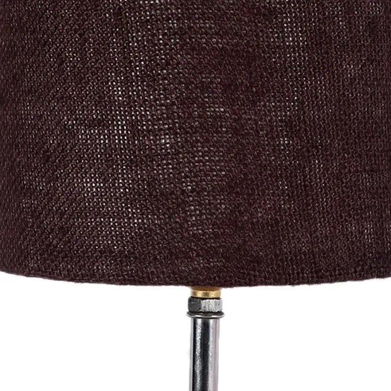Rustic Wood Pebble Fabric Table Lamp - Brown media 6