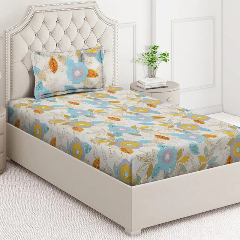 Stem Scripts Floral Bedsheet - 130 GSM media 1