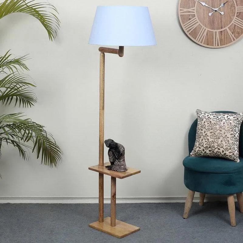 Eartha Enya Wooden Floor Lamp With Shelf - Blue media 3