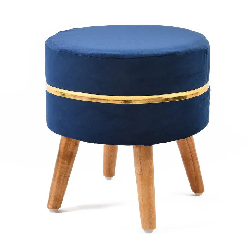 Classic Solid Velvet Ottoman - Blue media 3