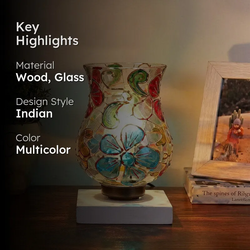 Luminae Mosaic Glass Table Lamp With Wooden Base - Multicolor media 2
