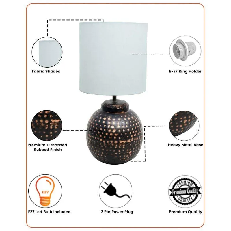 Gola Pastha Fabric Table Lamp - White,Copper media 5