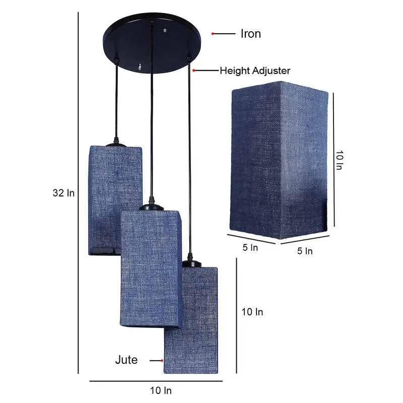 Warm Ivory Triple Metal Ceiling Lamp - Blue media 9
