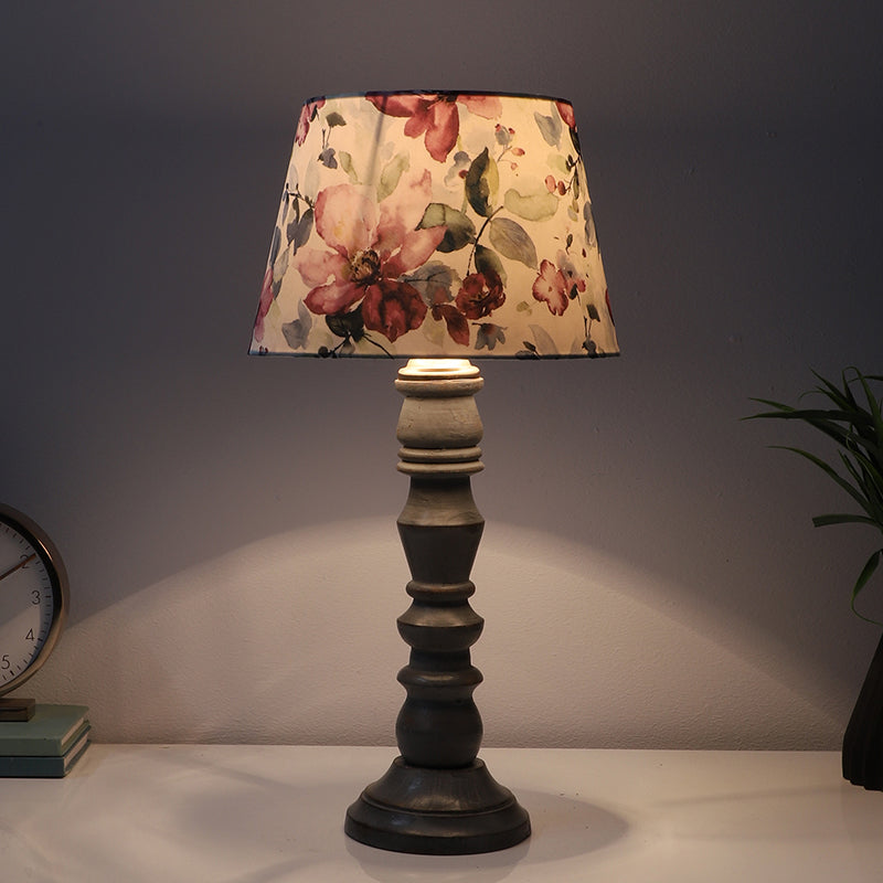 Lumikko Bantu Printed Mango Wood Table Lamp - Multicolor
