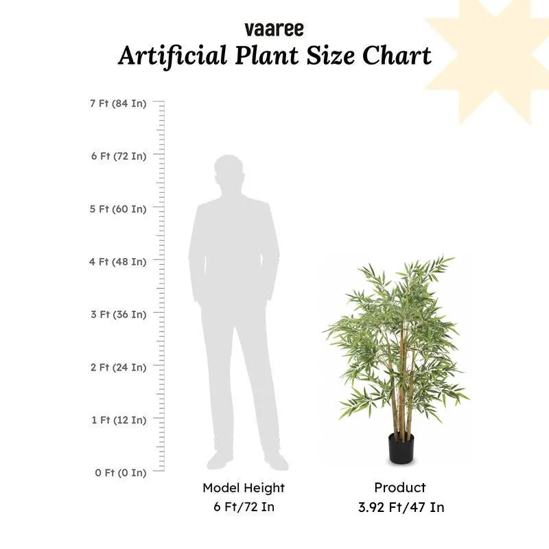 Faux Bamboo Plant With Black Plastic Pot (3.94 ft) - Light Green media 7