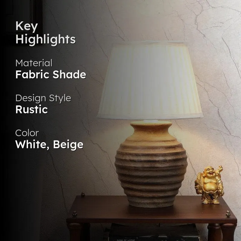 Vesara Pablo Fabric Table Lamp - White,Beige media 2