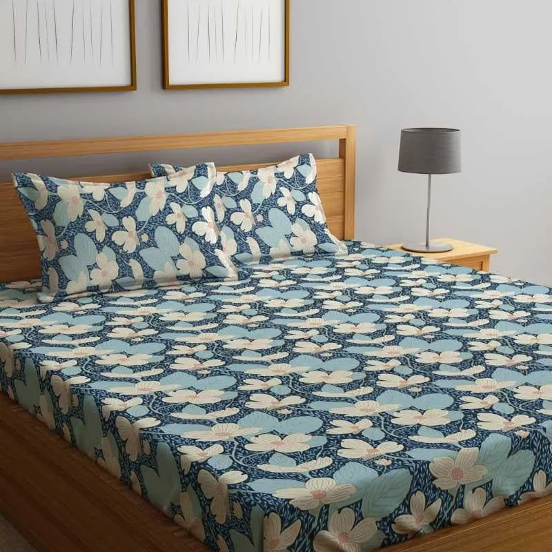 Moonlit Blossoms Microfiber Bedsheet - 300 GSM media 7