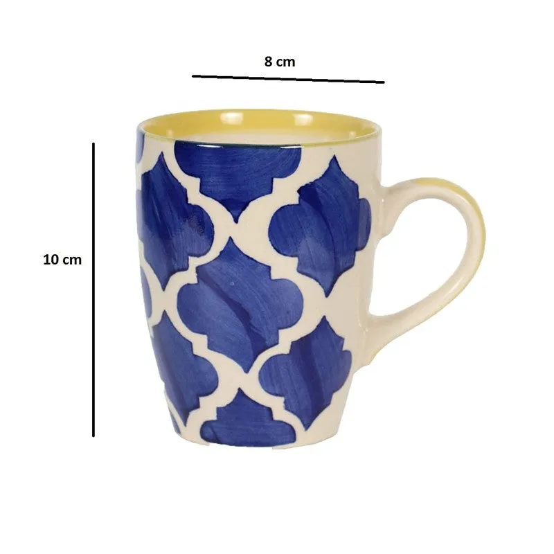 Ceramic Ceramic Coffee Mug (300 mL Each,Blue,Yellow) - Set Of Four media 7