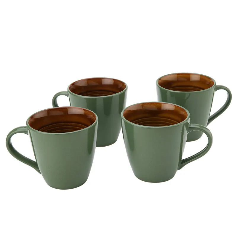 Karvaa Ceramic Coffee Mug (Forest Green/350 mL Each) - Set Of Four media 3