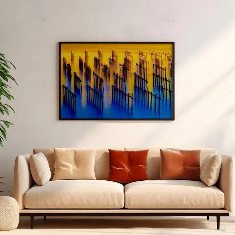 Sunset Glimpse Canvas Wall Painting - Black Frame media 4