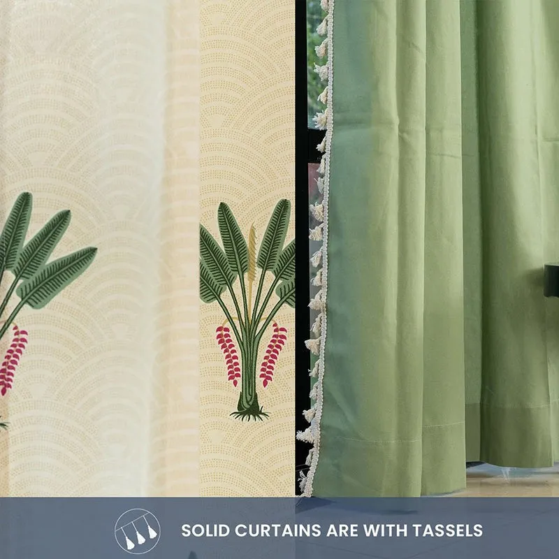 Urban Space Palm Lagoon & Aura Curtain (Green) - Set Of Four media 1