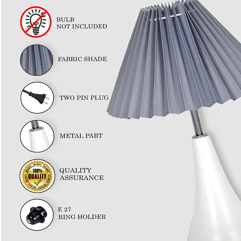 Arrido French Pleat Metal Table Lamp - Grey,White media 4