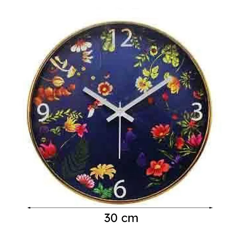 Floral Bliss Blue Wall Clock media 7