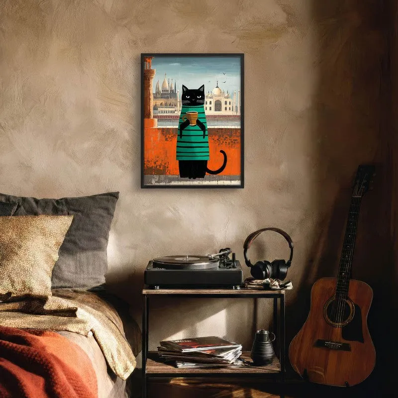 Adventurous Cat Wall Painting With Frame media 6