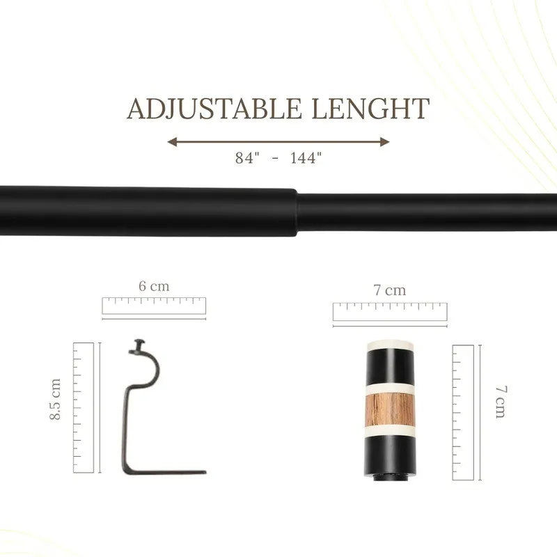 Arbora Extendable 1" Single Curtain Rod With Round Finial&Brackets media 5
