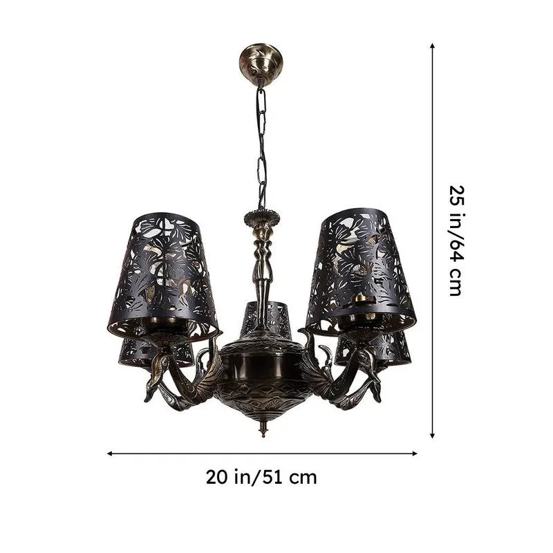 Bloomy Etched Mayoor Golden Antique Ceiling Lamp media 6