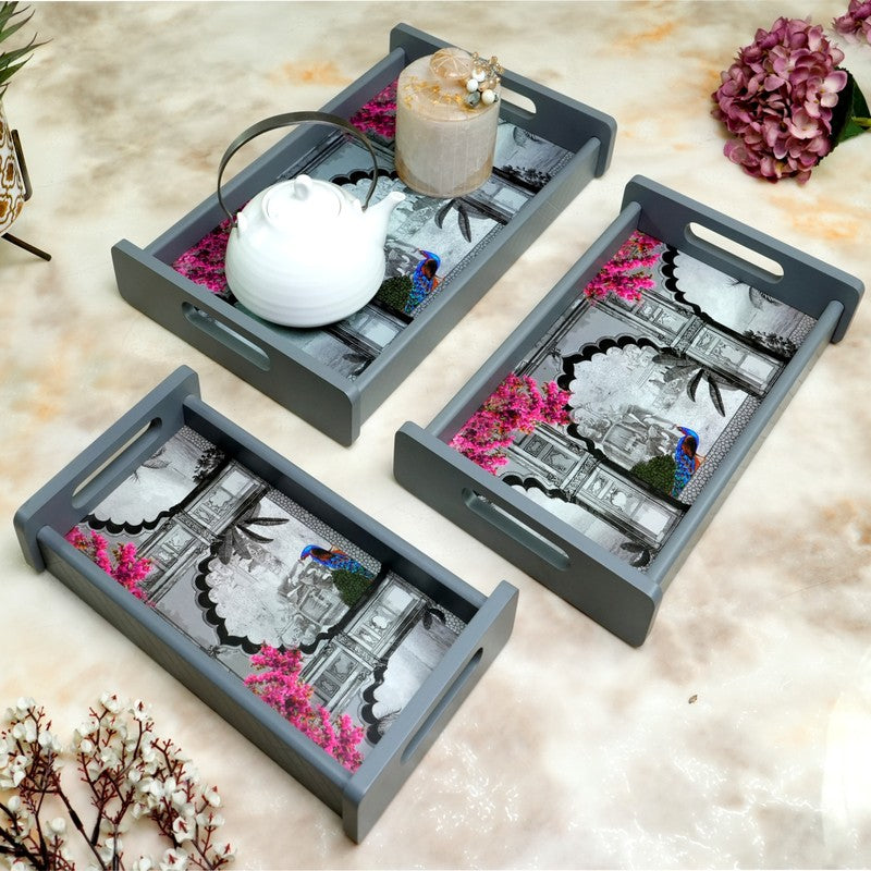Omber Wooden Serving Tray - Set Of Three