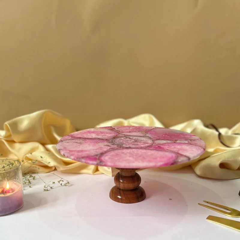 Emora Handcrafted Agate Cake Stand - Pink media 3