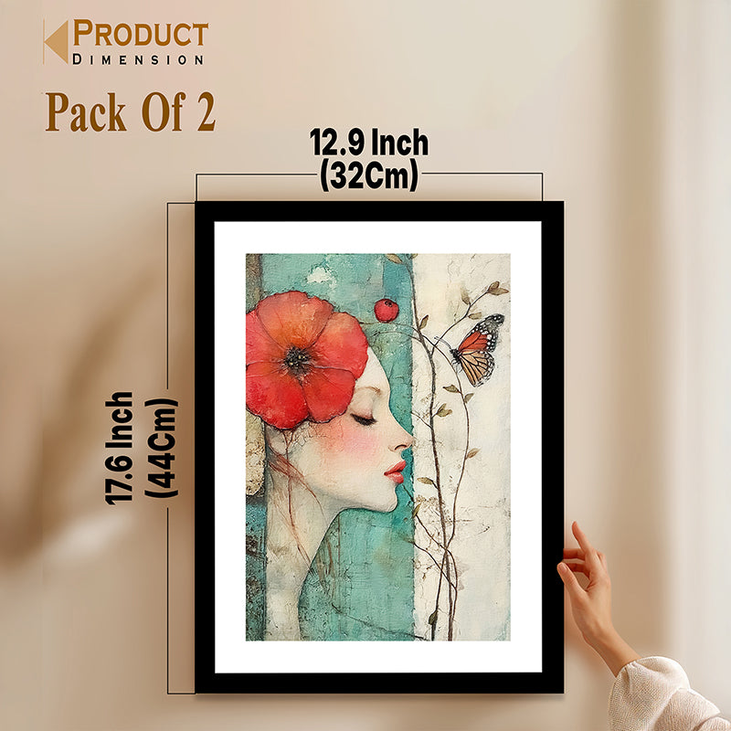 Painted Beauty Wall Art With Frame - Set Of Two media 10
