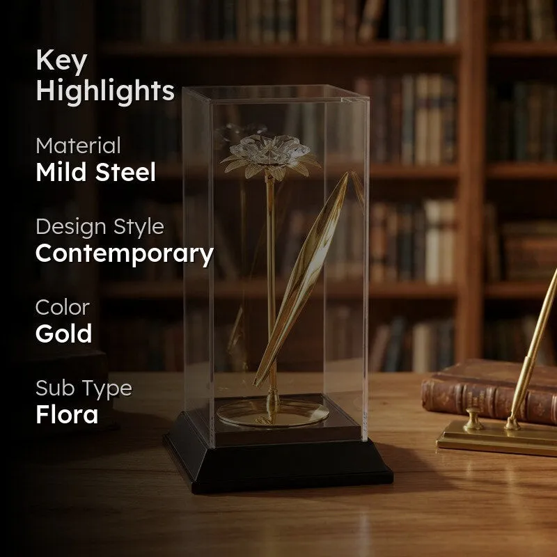 Golden Petal Elegance 24K Gold Plated Mild Steel Showpiece media 2