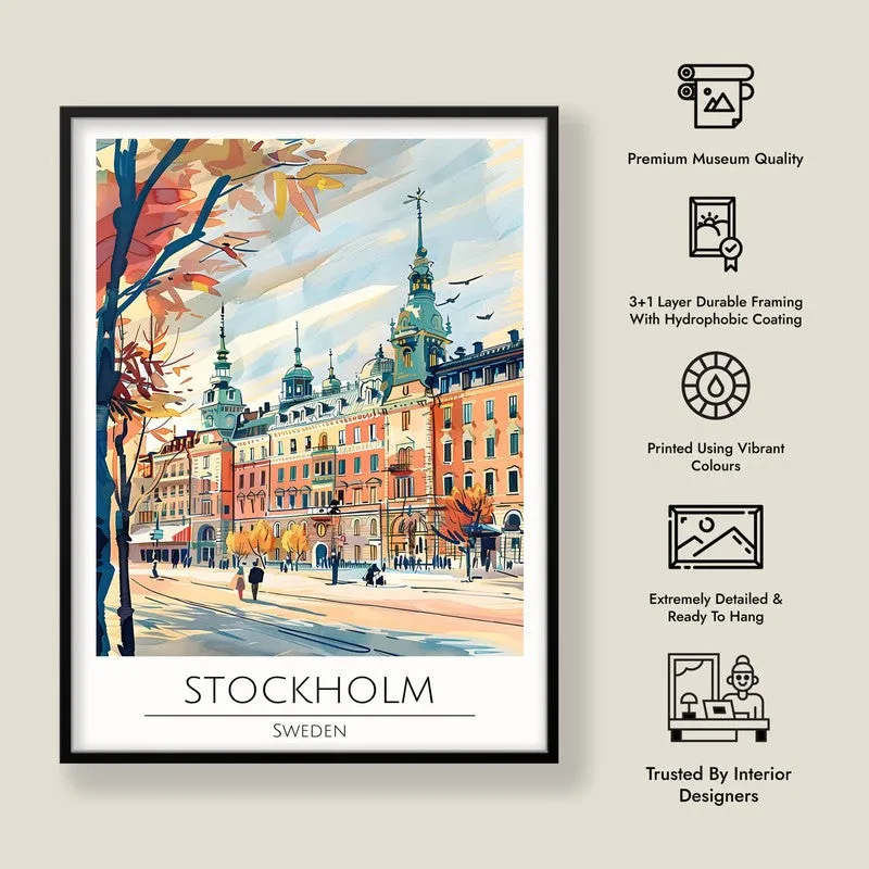 Vintage Stockholm Framed Canvas Wall Painting media 8