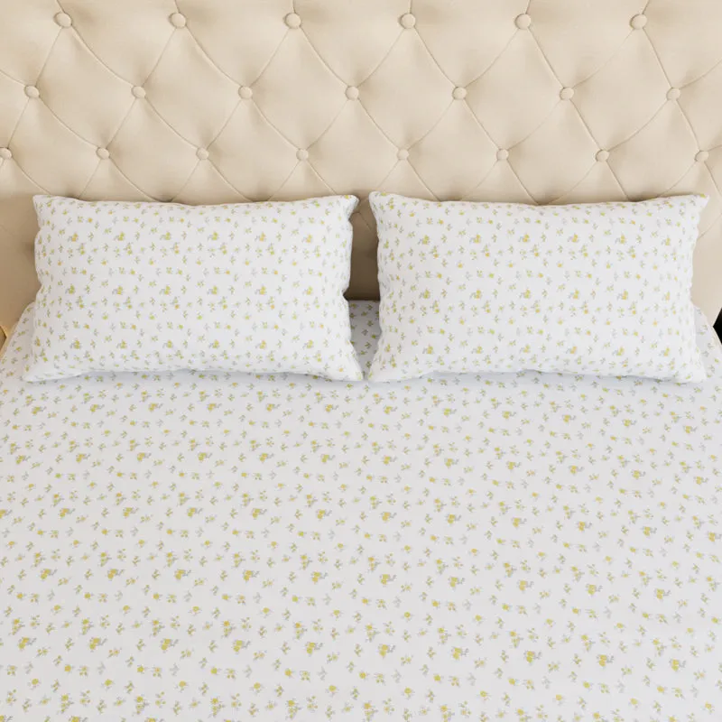 Wildflower Floral Cotton Bedsheet (Yellow) - 180 TC media 5
