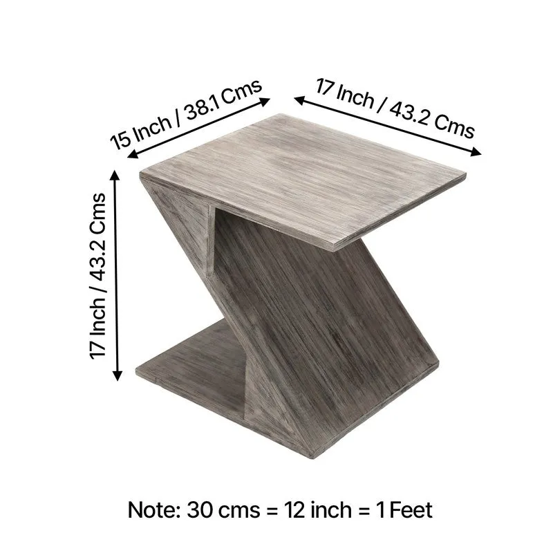 Rverox Sheesham Wooden Side & Bedside Table - Grey media 11