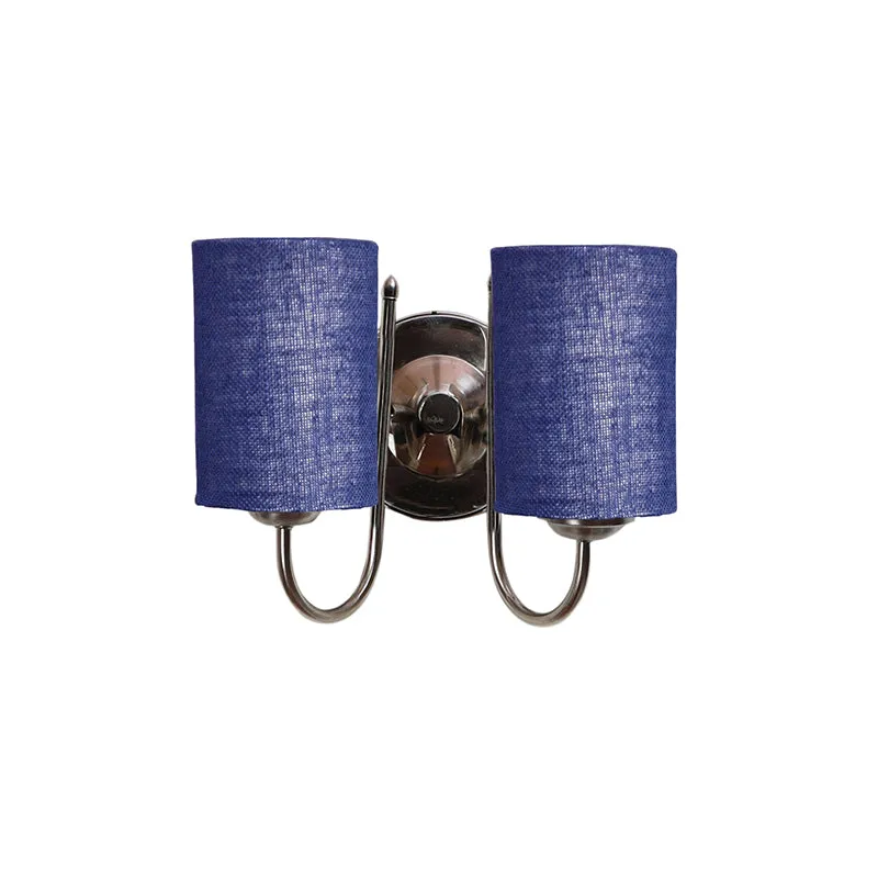 Veda Duo Cylindrical Fabric & Metal Wall Lamp - Blue media 4